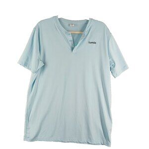 LUMIO APPAREL Men Activewear T-shirt Henley Size MEDIUM Light Blue Pullover